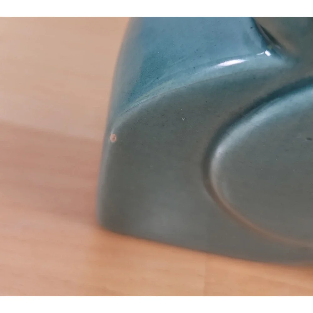 Pair Ceramic Vases Teal Blue Flower Pocket Planter 5” x 5” READ